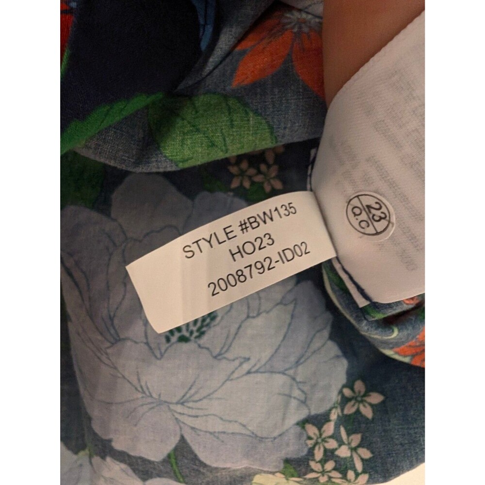 J.Crew Cotton Poplin Short Sleeve Button Up Shirt blue peony print NWT - Picture 5 of 7